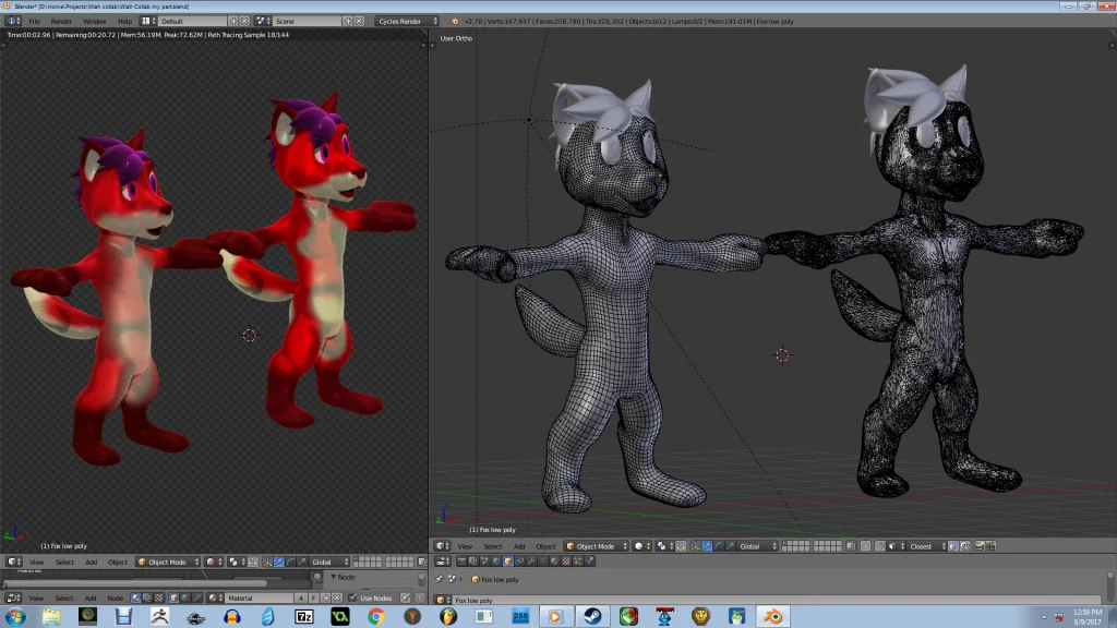 Jello fox re-topology by Jellofox, fox, blender, sculpt, model