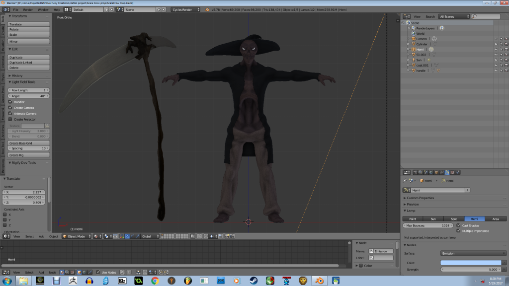 Scarecrow model by Jellofox, scarecrow, model, blender, sculpt