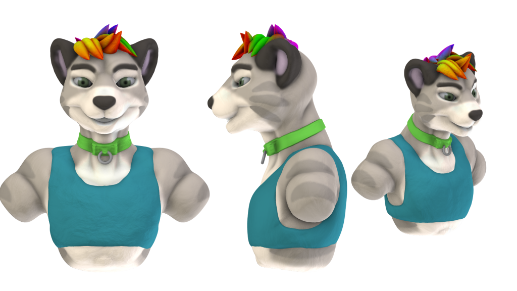 Old Commission by Jellofox, cat, rainbow, sculpt, blender