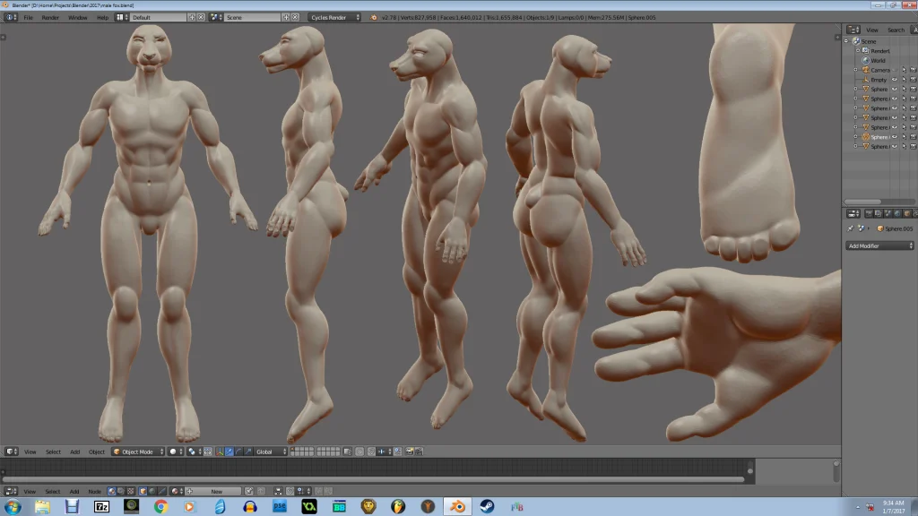 male dog test by Jellofox, dog, blender, body, sculpt