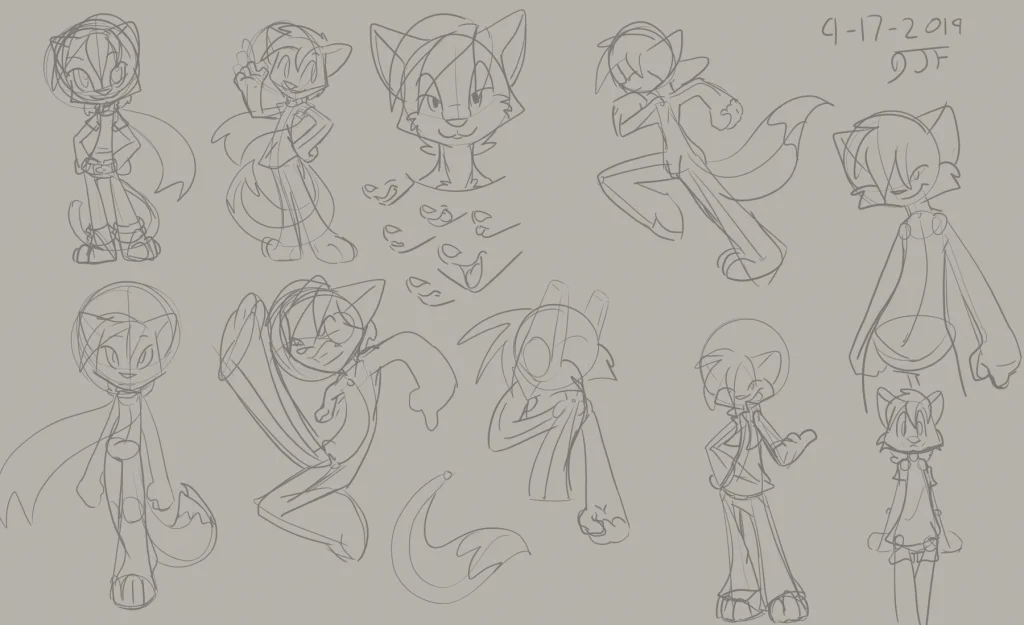 Sketch challenge 9-17-2019 by Jellofox, cartoon, sketch