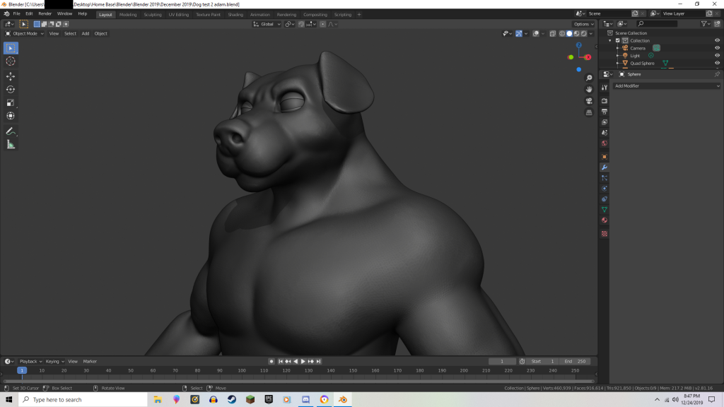 Canine Sculpt by Jellofox, blender, dog, model