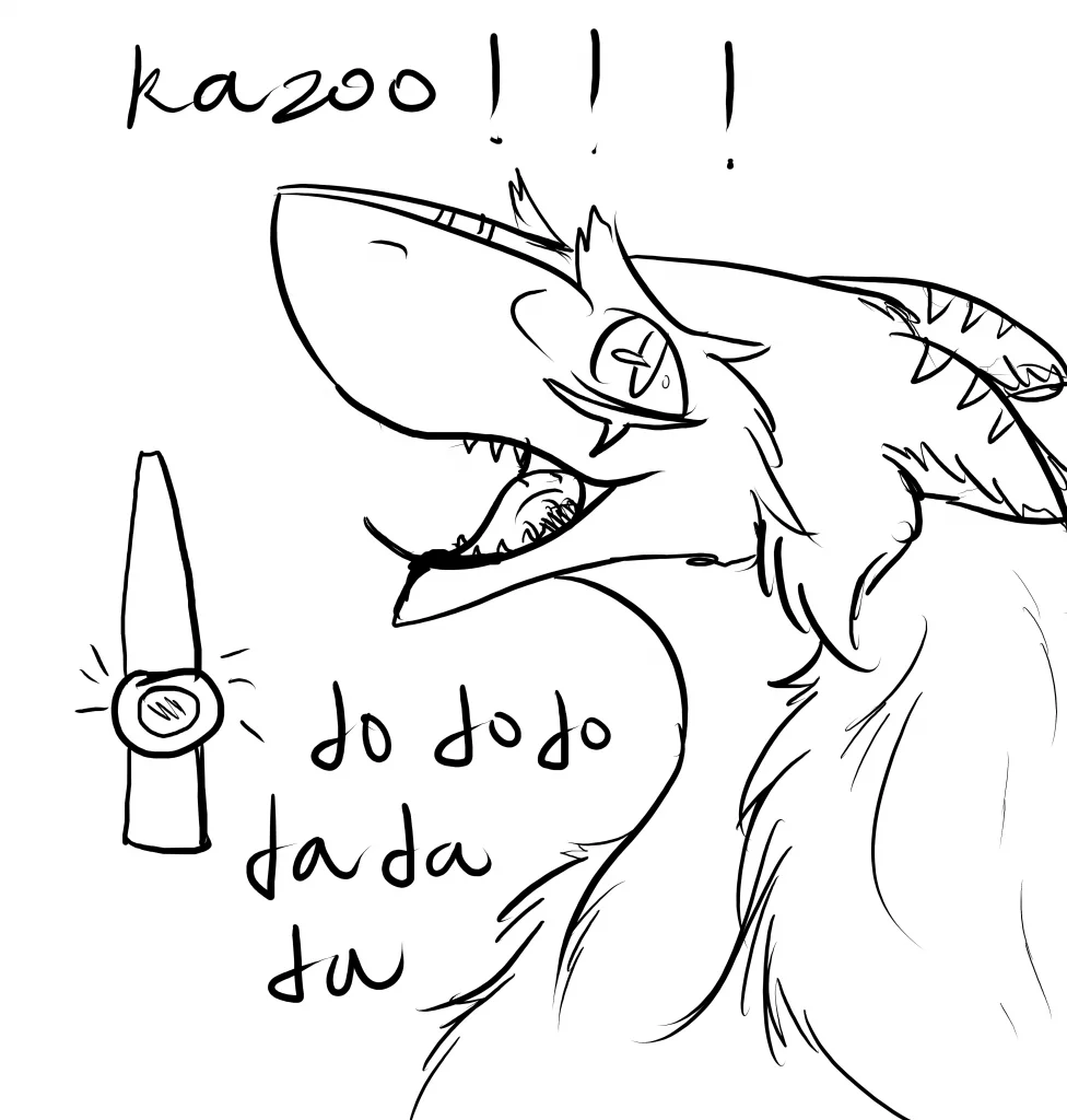 kazoo！！ by 意克尔斯·桃, sergal, furry, 鲨狗, 卡祖笛, kazoo