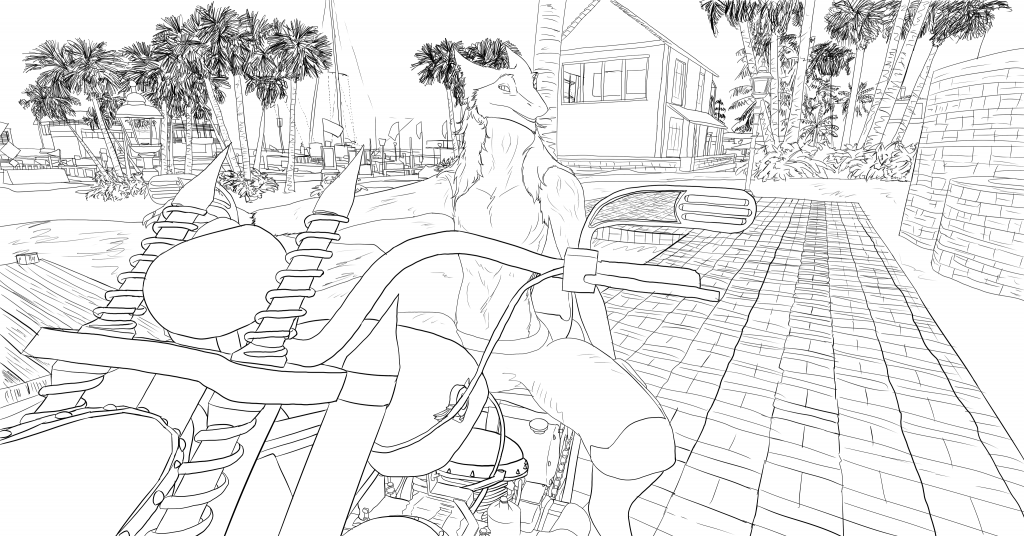 开摩托车的鲨狗 by 意克尔斯·桃, sergal, furry, 鲨狗