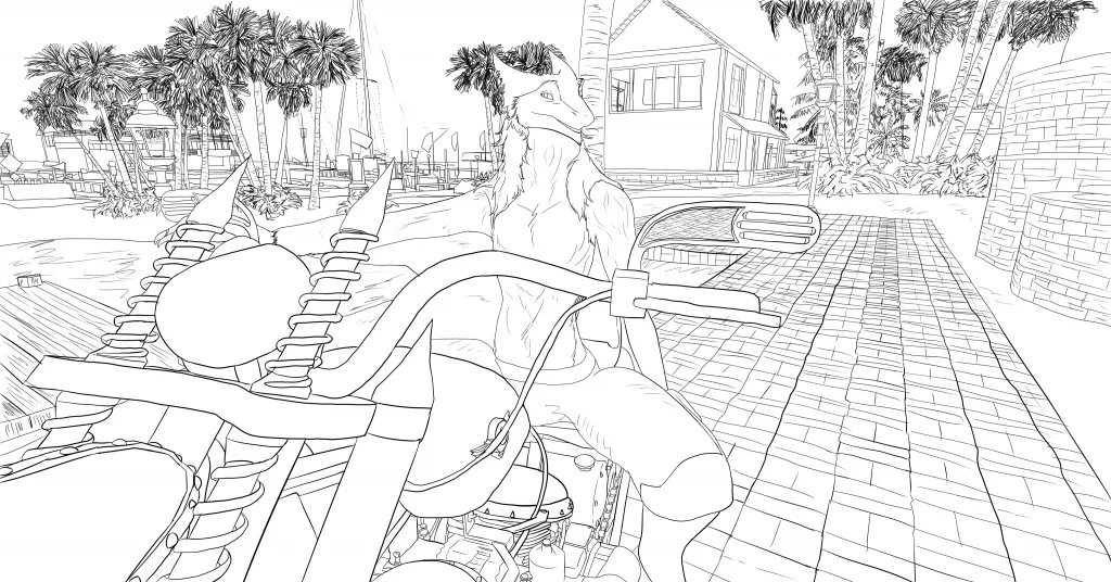 开摩托车的鲨狗 by 意克尔斯·桃, sergal, furry, 鲨狗