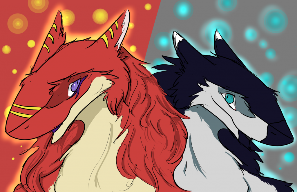 sergal双头像组合 by 意克尔斯·桃, furry, sergal, 鲨狗, 兽设