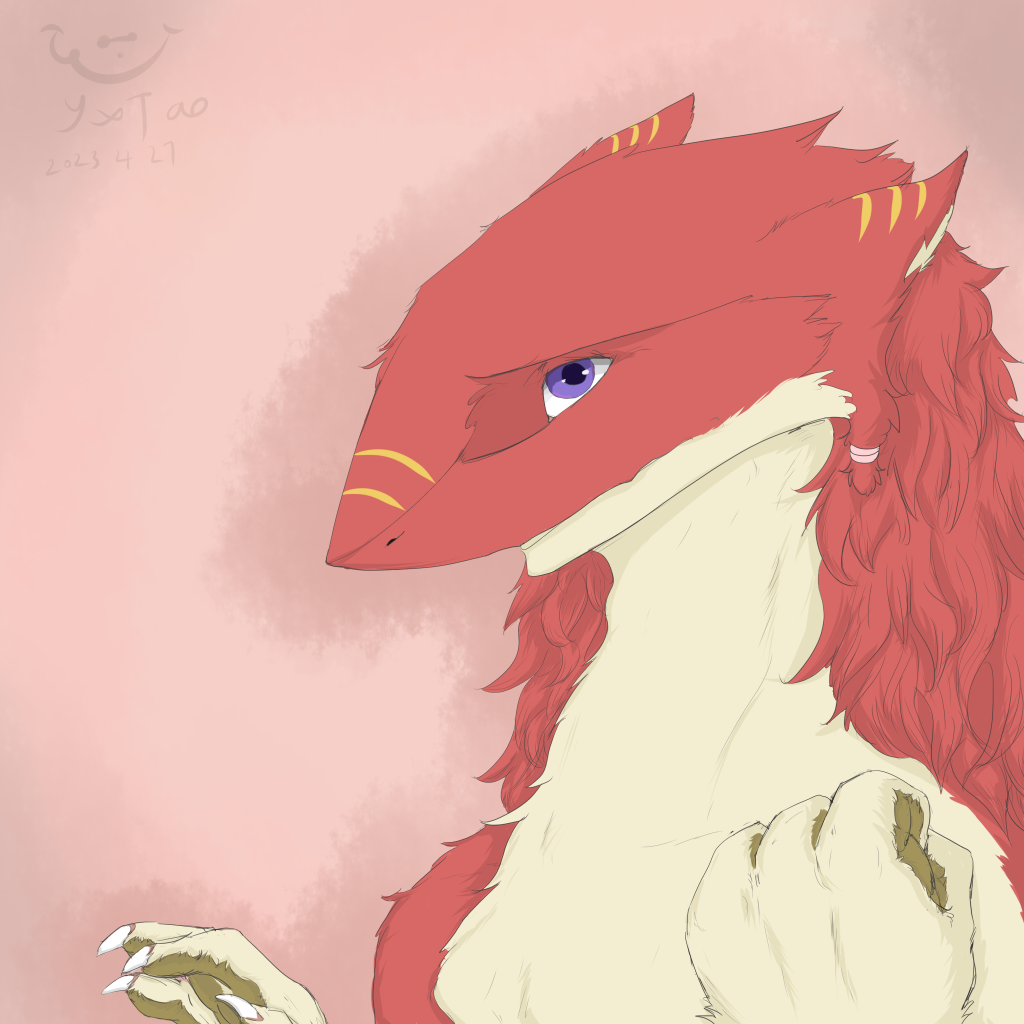 头像 by 意克斯尔·桃, furry, sergal, 鲨狗