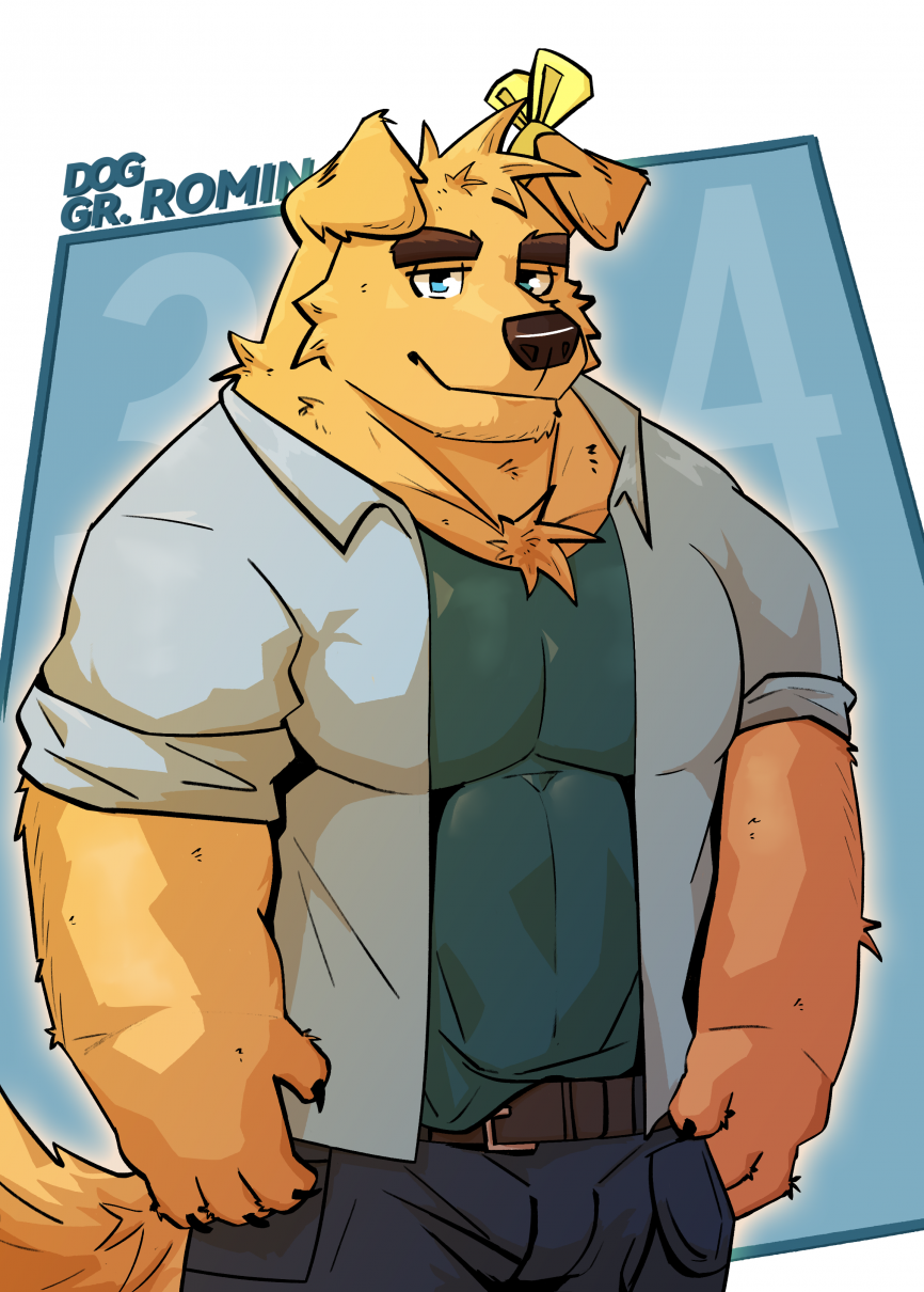 （蓝）罗明 by Rominwolf, Romin, 犬, 金毛