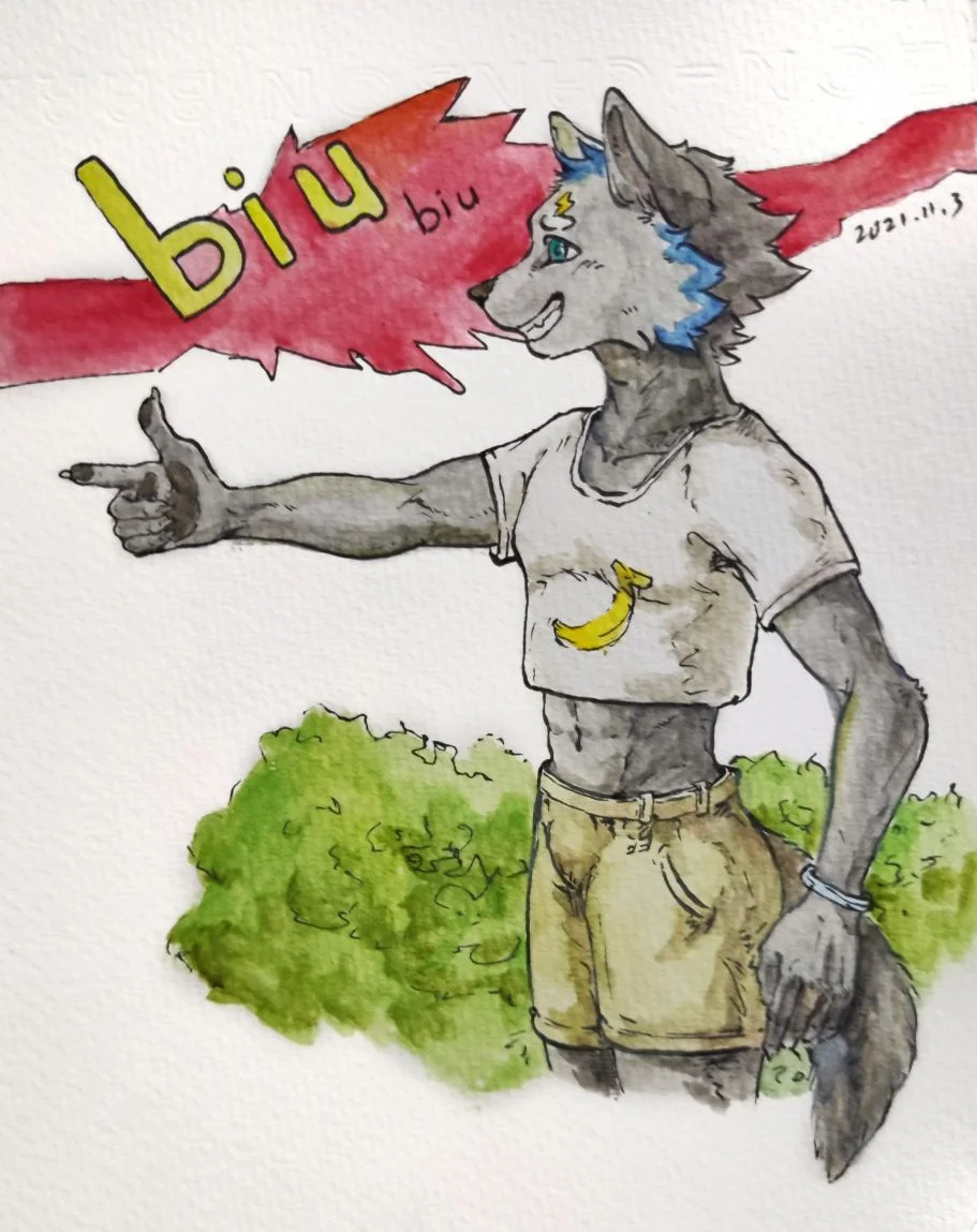 biubiu！ by 是逆向需求还是正向需求, 水彩