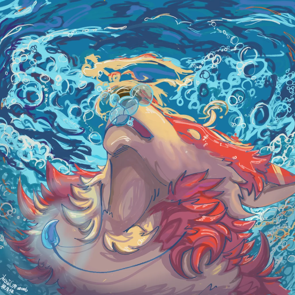 洋水 by 松武原, furry, 狼, 板绘