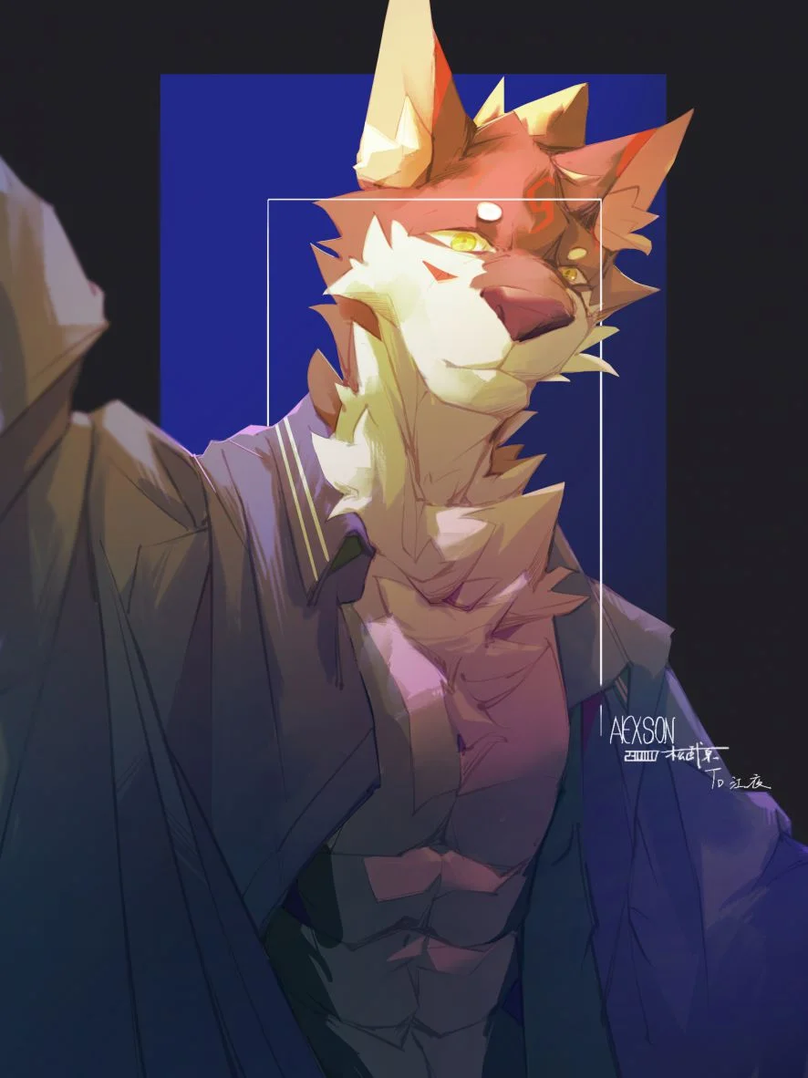 仰视 by 松武原, furry, 狼, 犬, 赠图
