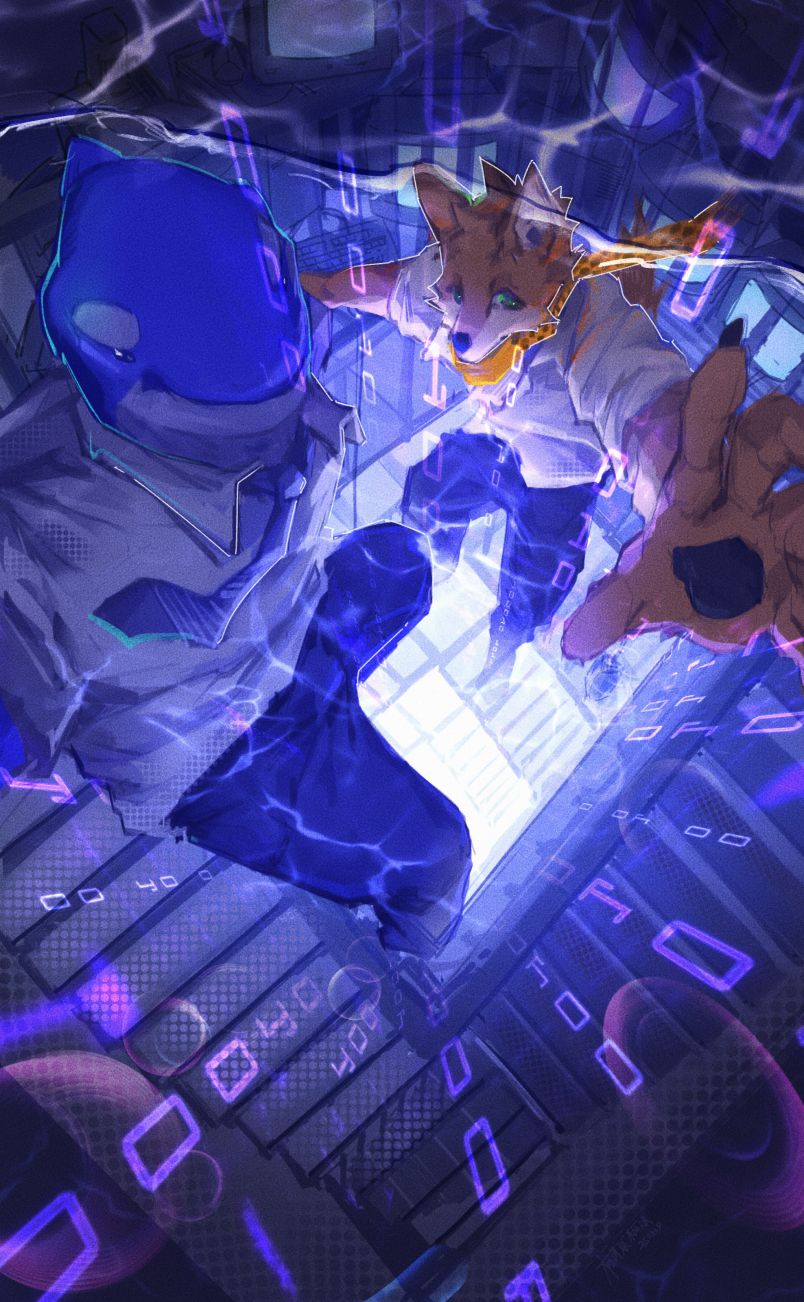 大学的楼梯间 by 松武原, deepseek , furry, 场景, 插画, 野梦