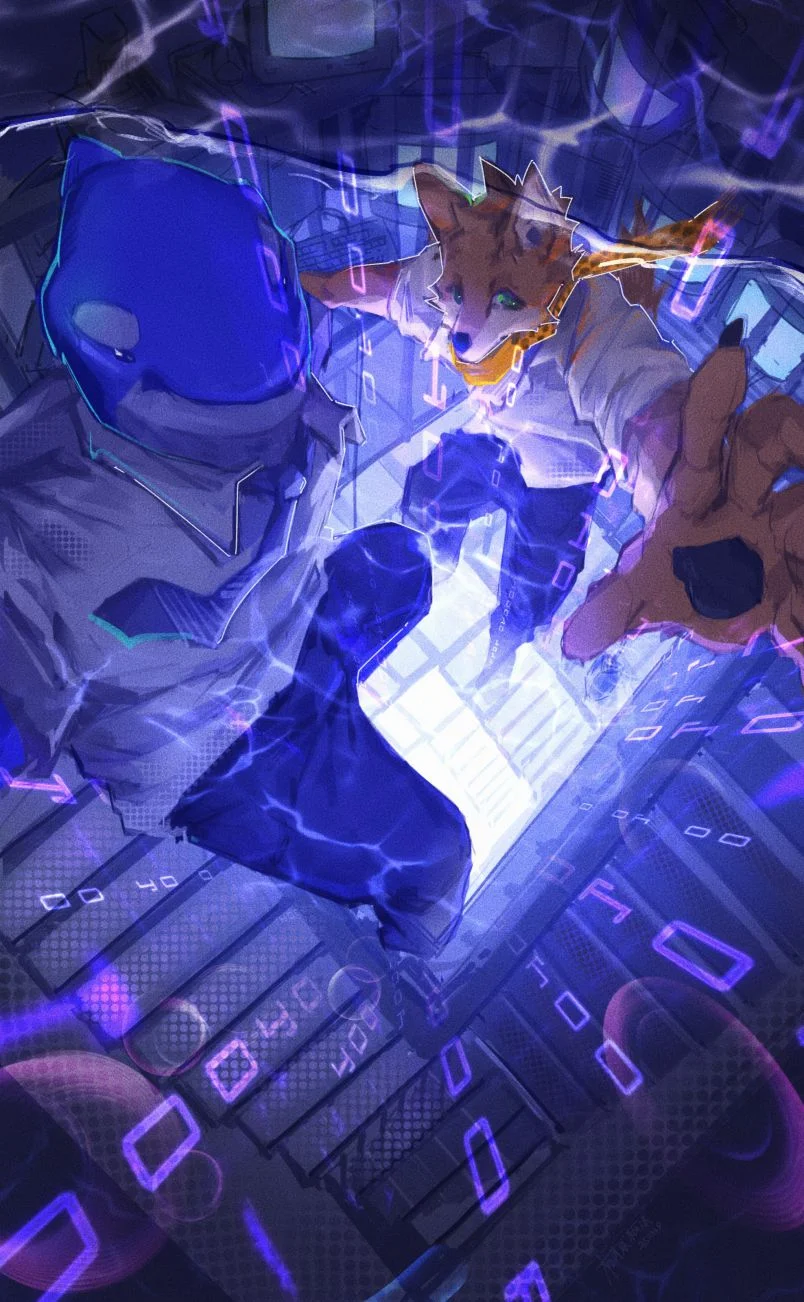 大学的楼梯间 by 松武原, deepseek , furry, 场景, 插画, 野梦