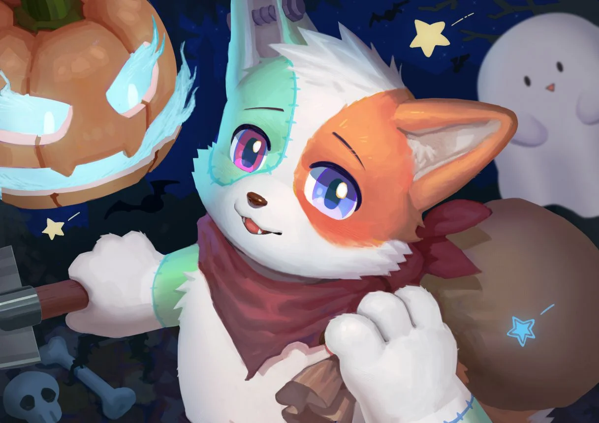 万圣节修勾 by 九诚柠, furry, 万圣节, 狗狗