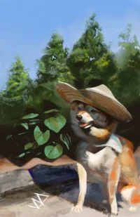 臨摹練習 狗與風景 