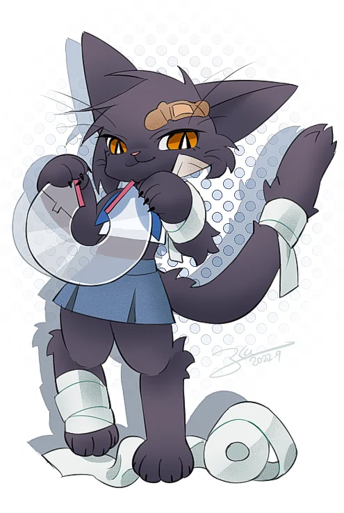 小黑猫 by 圭巢, OC, 兽娘, 猫