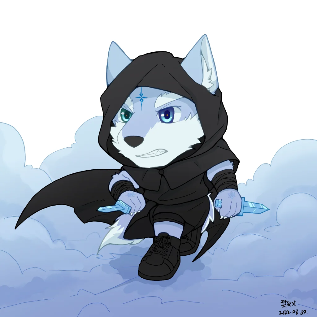 Q版委托 by 刊刊, 帅, 全身, 兽人, Q版, 狼, furry