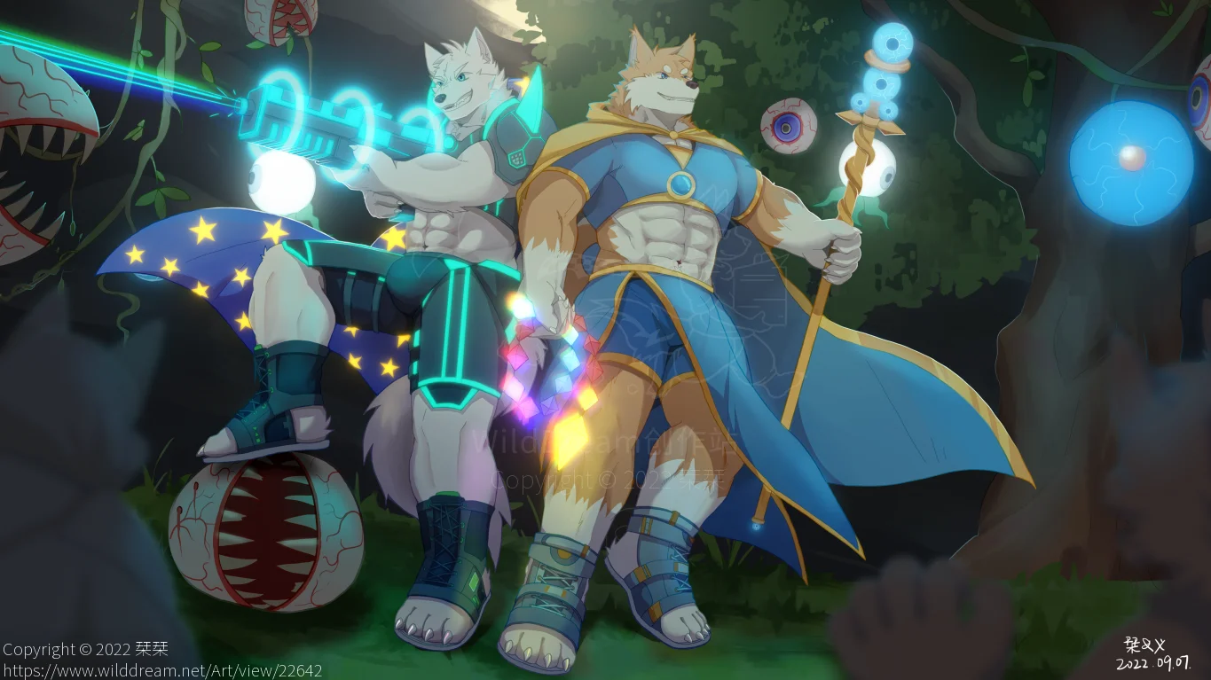 Terraria by 刊刊, 兽人, 全身, 帅, furry, 狼