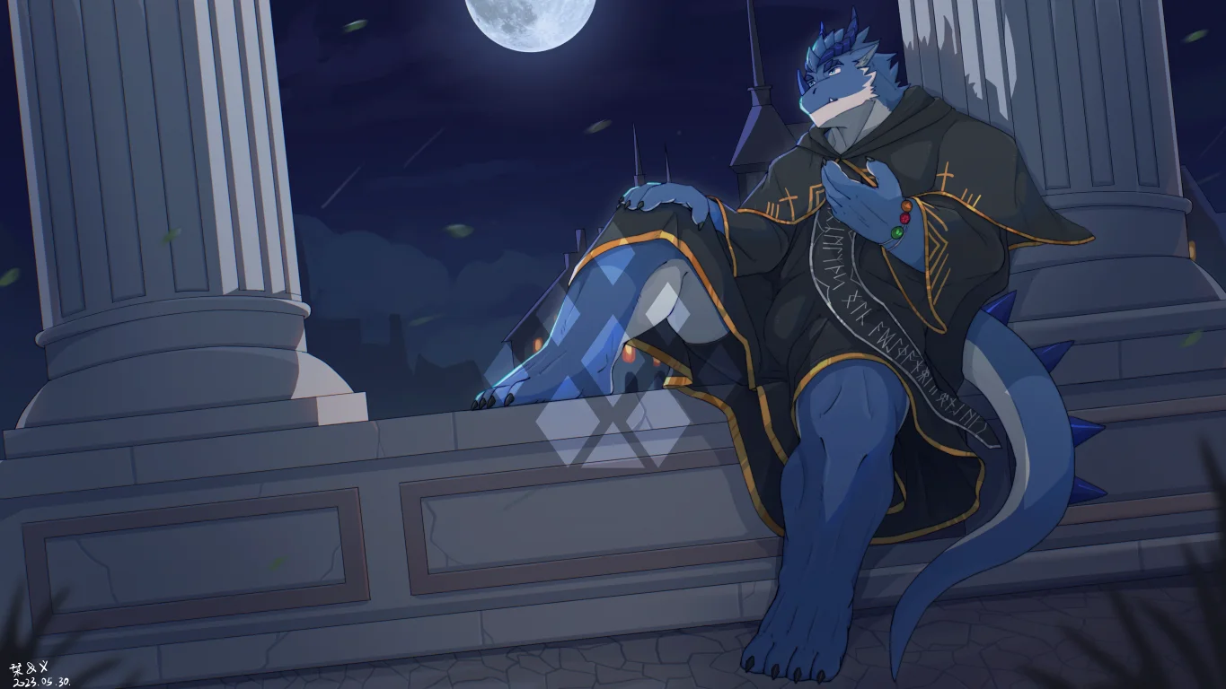琴的委托 by 刊刊, 兽人, furry, 全身, 龙, 脚