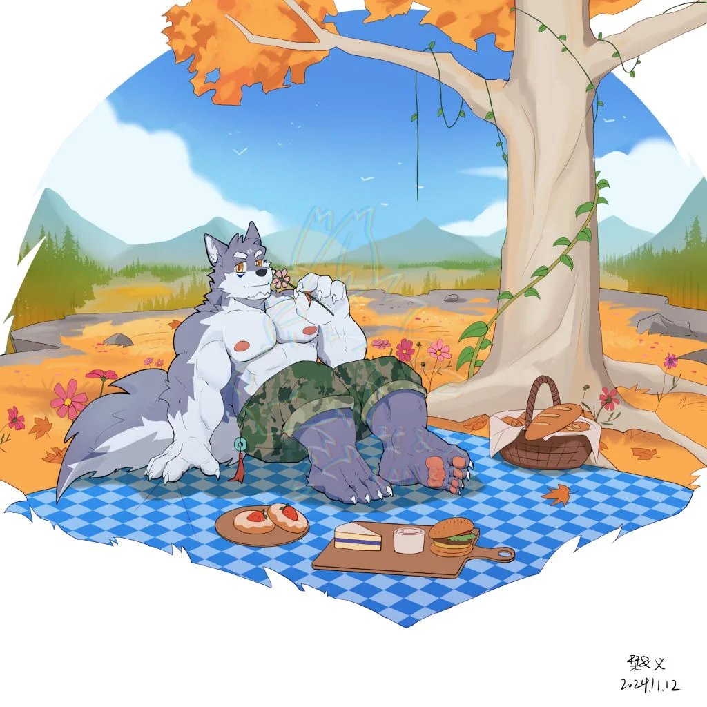 楚狼Q版 by 刊刊, furry, Q版, 全身, 兽人