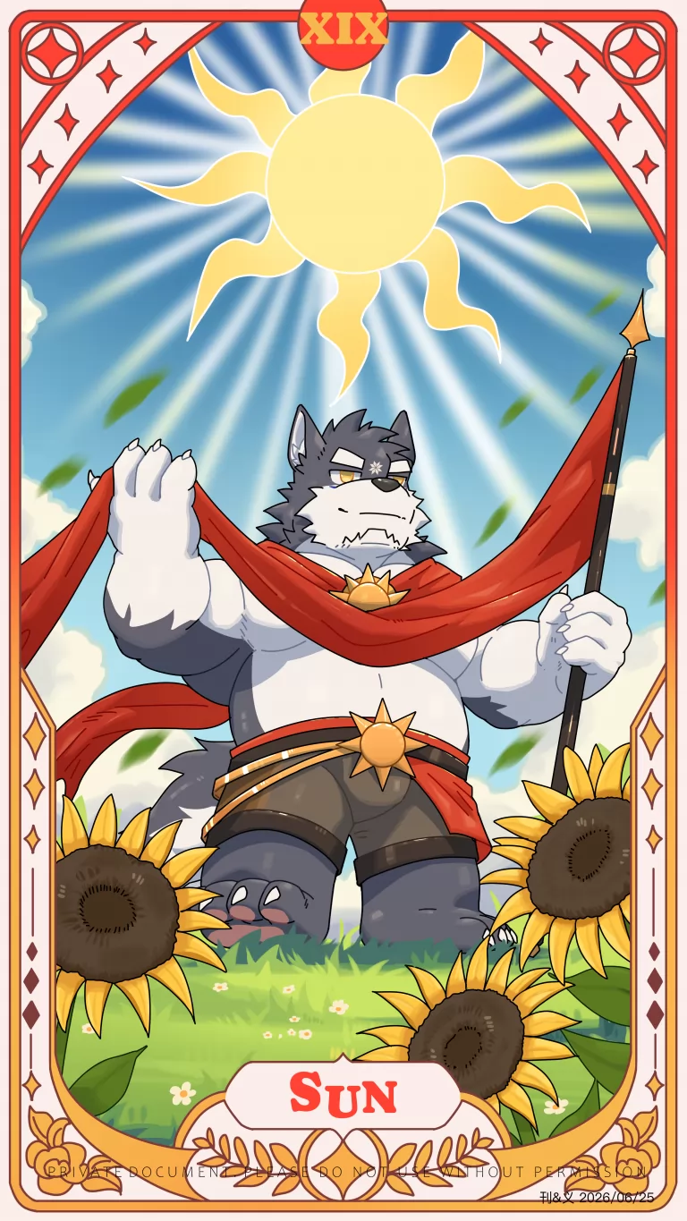 楚狼塔罗牌Q版 by 刊刊, furry, 全身, 兽人, 塔罗牌