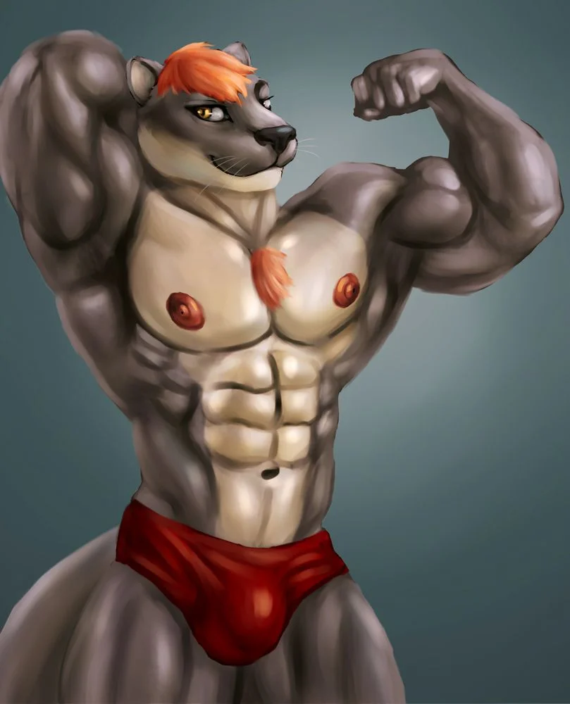 黑水獭 by 时间猫, 肌肉, 水獭