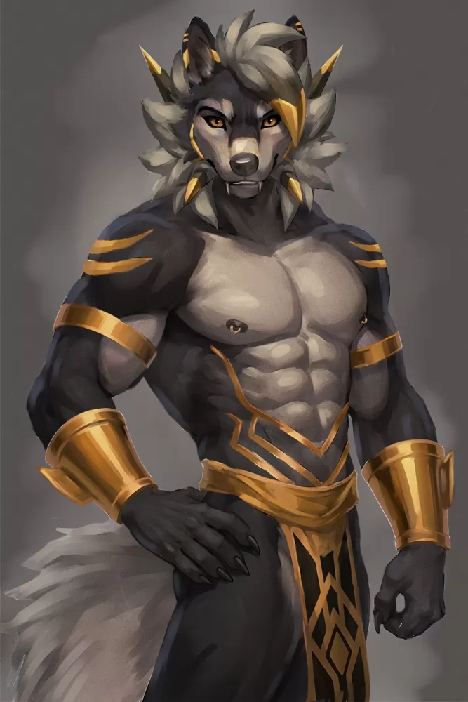 穿金土豪狼 by 时间猫, 猫, 肌肉