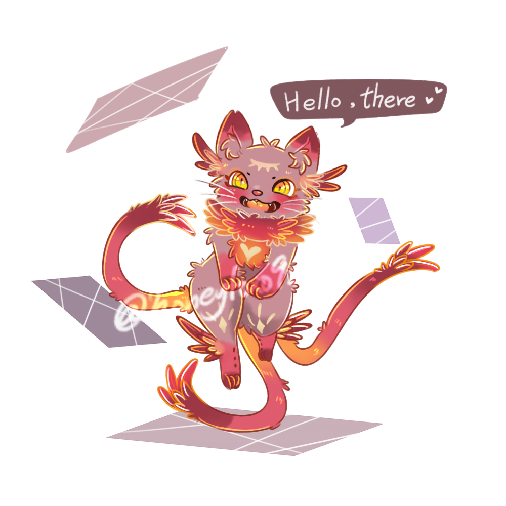 三尾魅魔貓 by 蜜糖狐, furry, furryart, drawing, 獸人, 貓, 領養, adopt
