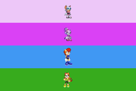 Rouge, Blaze, Sally and Marine on stripes part one by Marc Brown by shwapneel1999