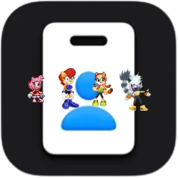 Amy, Sally, Marine and Tangle on the Apple Business Essentials icon by Marc Brown