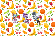 Rouge, Blaze and Tangle on the third fruit pattern by Marc Brown by shwapneel1999