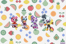 Amy, Rouge, Blaze and Tangle on the first fruit pattern by Marc Brown