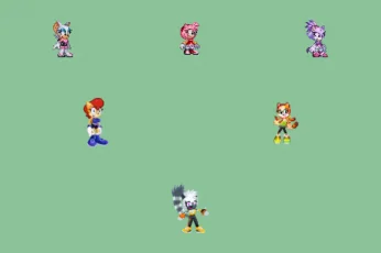 Amy, Tangle, Rouge, Blaze, Sally and Marine on the 11th new background by Marc Brown