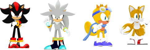 3d_shadow_silver_ray_and_tails_sprites by shwapneel1999