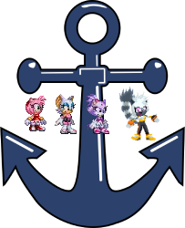 Amy, Rouge, Blaze and Tangle and the anchor by Marc Brown
