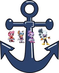 Amy, Rouge, Blaze and Tangle and the anchor by Marc Brown