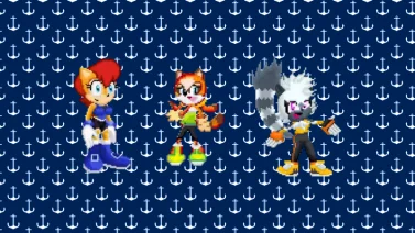 Sally, Marine and Tangle on the anchor background by Marc Brown by shwapneel1999