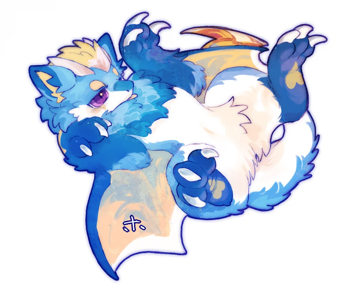 释然的蓝蓝龙 by 星木, furry, 全身, 兽绘, 有偿委托