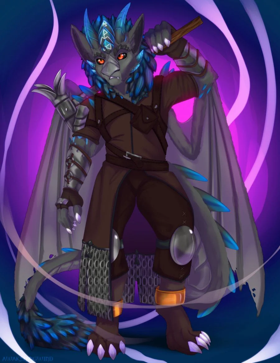 Dragooner Skyly'Red by Awakeningwind, dragon, furry, art