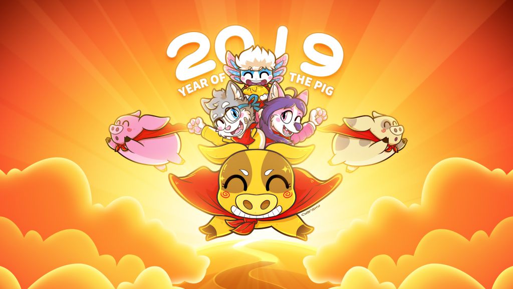 2019猪年快乐~ by Cyansky