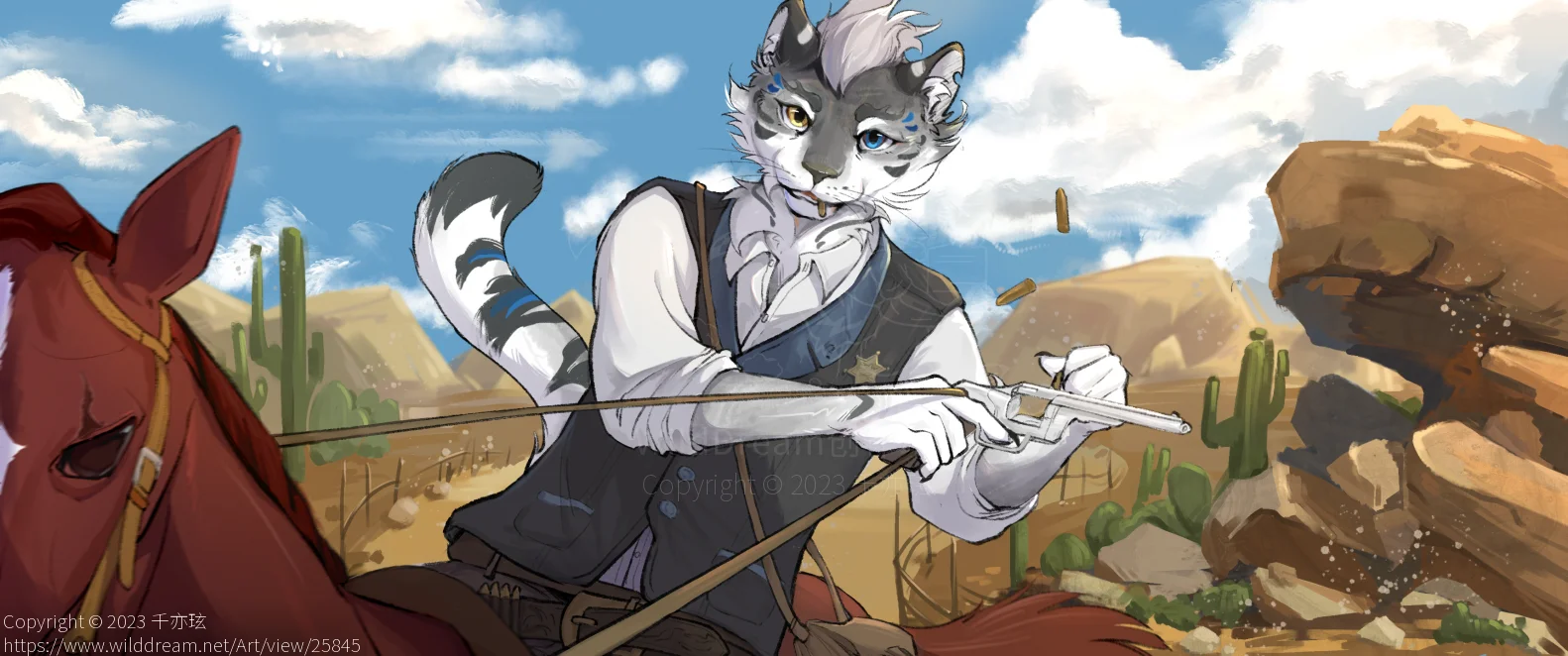 荒野 by 千亦玹, 插图 , 猫科动物, 兽设, furry, 场景