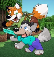 史蒂夫和亚历克斯（但他们是狼和狐狸） by furrywolfdog