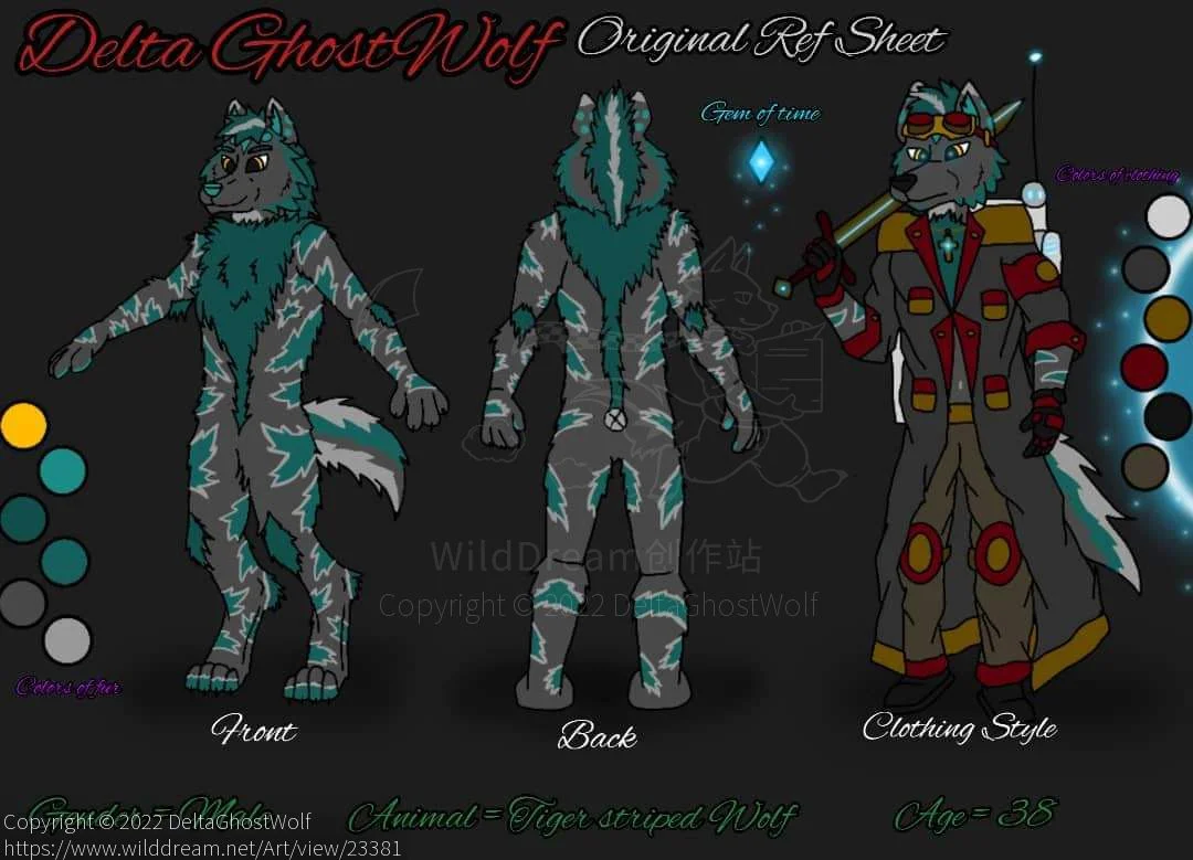 Delta's Reference Sheet by DeltaGhostWolf, Delta GhostWolf , Furry OC , Furry, Furry Fandom, Original artworks 